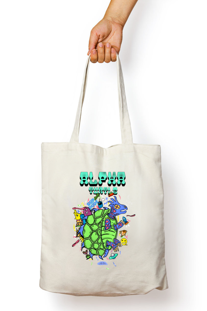 Alpha Turtle Zipper Tote Bag