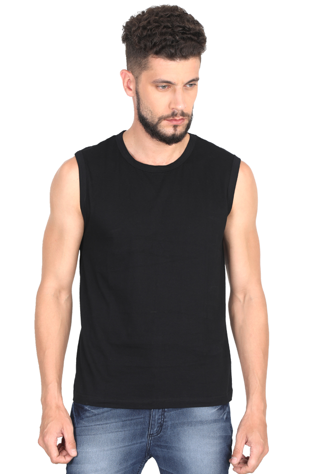 Plain color sleeveless round neck tshirt