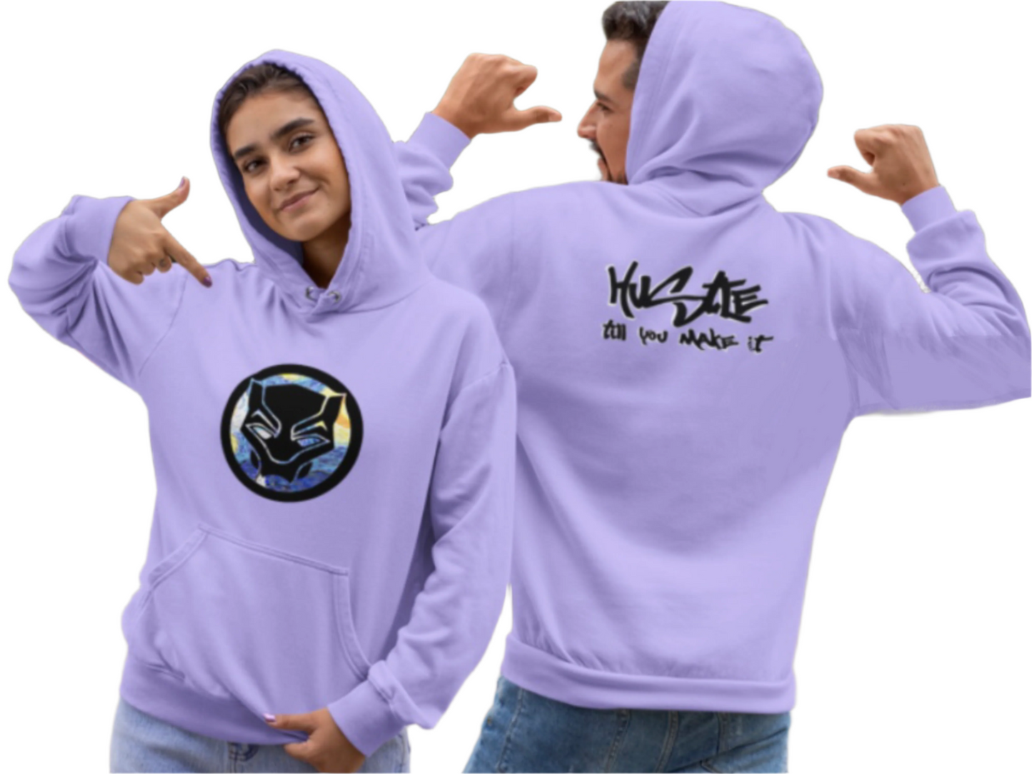Van Gogh Black panther front back printed hoodie