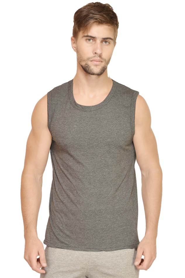 Plain color sleeveless round neck tshirt