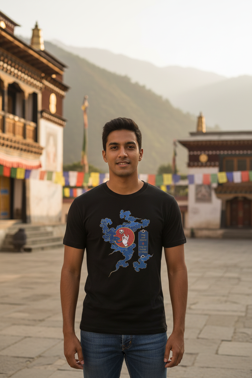 Black - Indian model, candid monastery