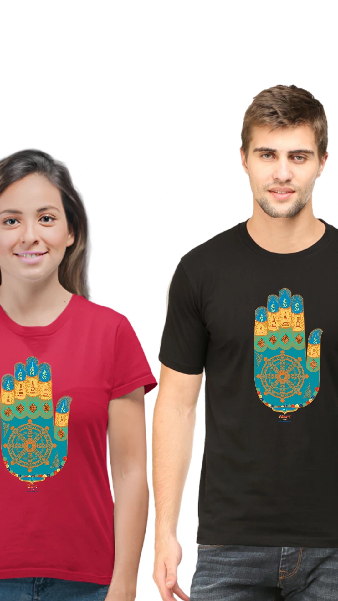 Buddha Hand Tibetian Unisex Tshirt design by Nibbana Studio