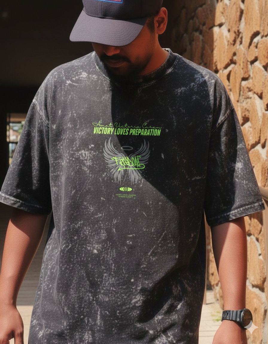 Victory Unisex Acid Washed Oversized Tee