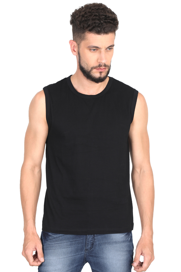 Plain color sleeveless round neck tshirt