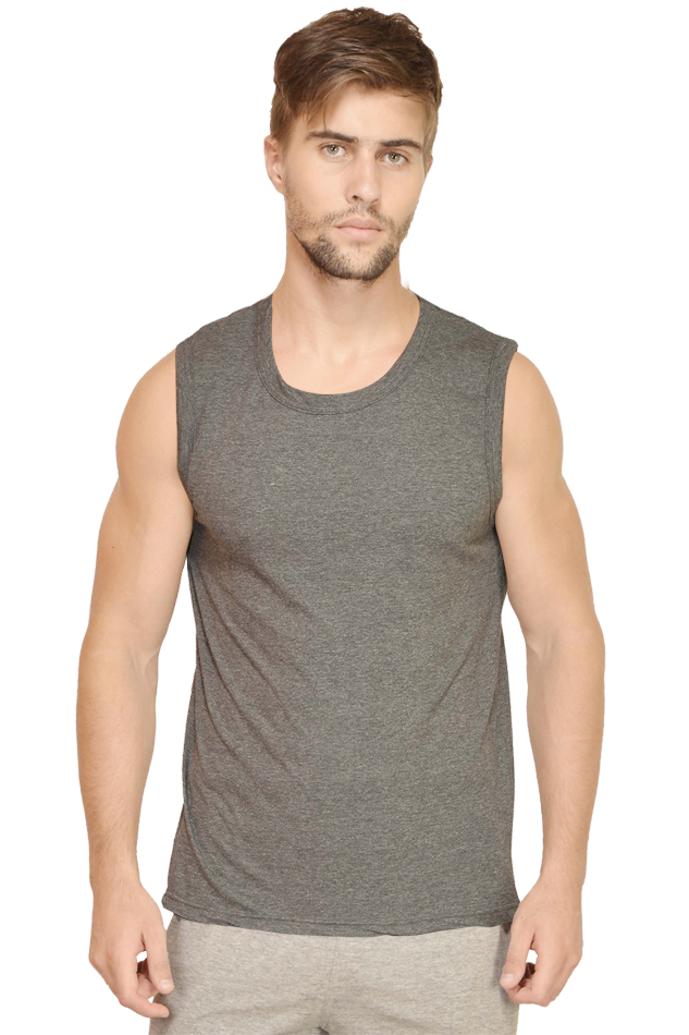 Plain color sleeveless round neck tshirt