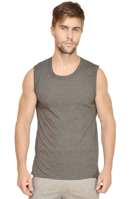 Plain color sleeveless round neck tshirt