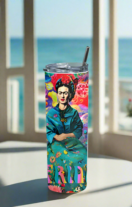 Frida Premium Tumbler, 20 oz ,Skinny Straight By Nibbana Studio