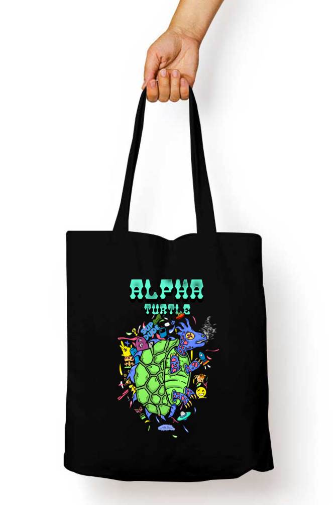 Alpha Turtle Zipper Tote Bag