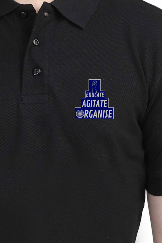 Educate Agitate Organise Embroidery Polo Half sleeve