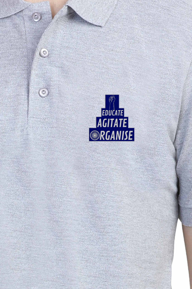 Educate Agitate Organise Embroidery Polo Half sleeve