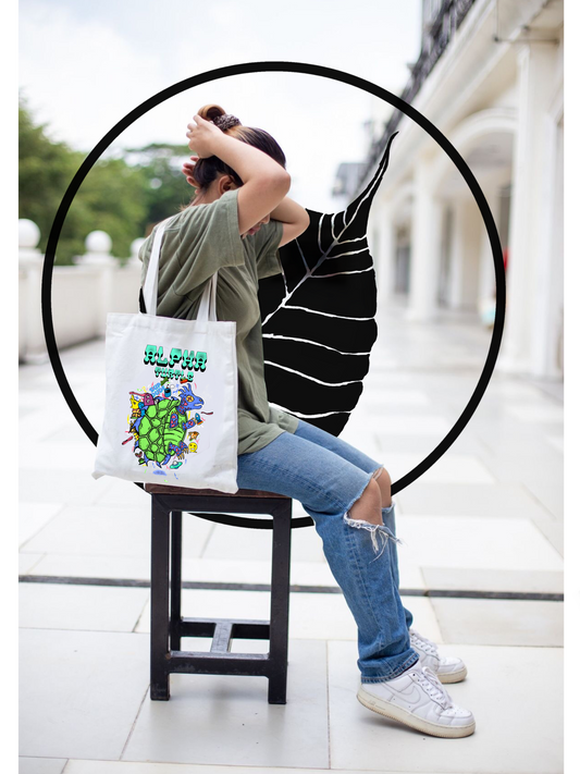 Alpha Turtle Zipper Tote Bag