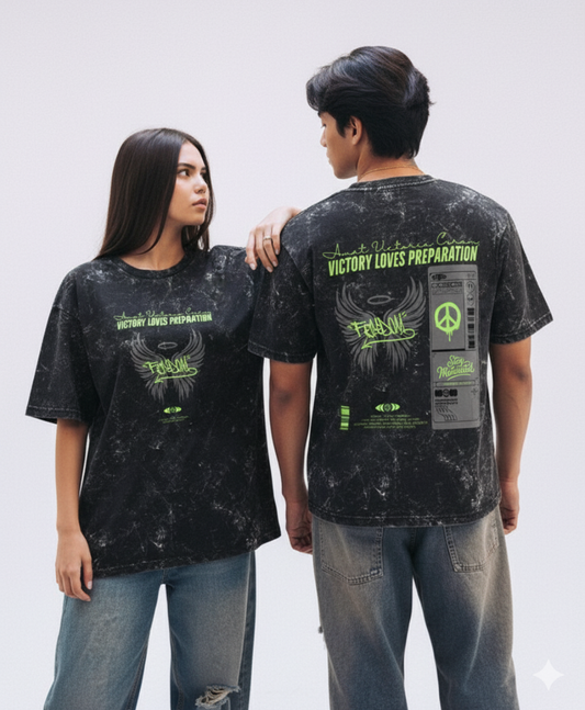 Victory Unisex Acid Washed Oversized Tee