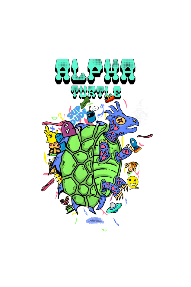 Alpha Turtle Unisex Oversized Tshirt