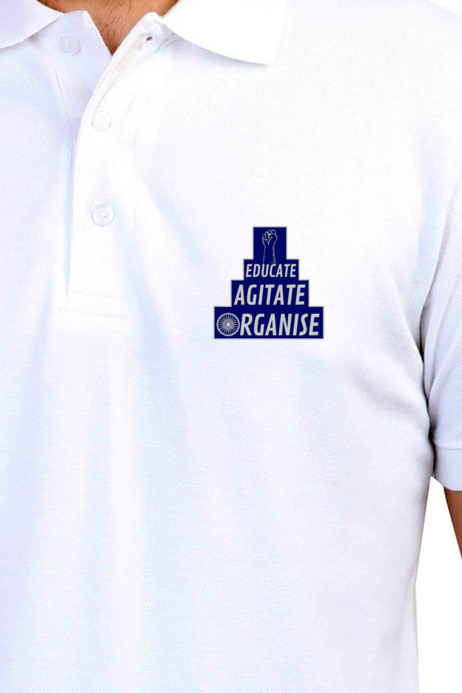 Educate Agitate Organise Embroidery Polo Half sleeve