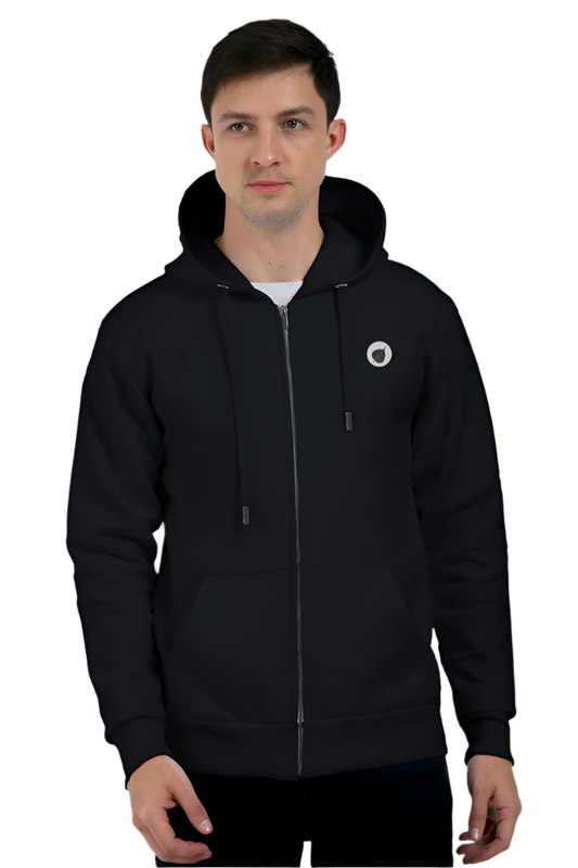 Nibbana Leaf Embroidery Zipper Hoodie