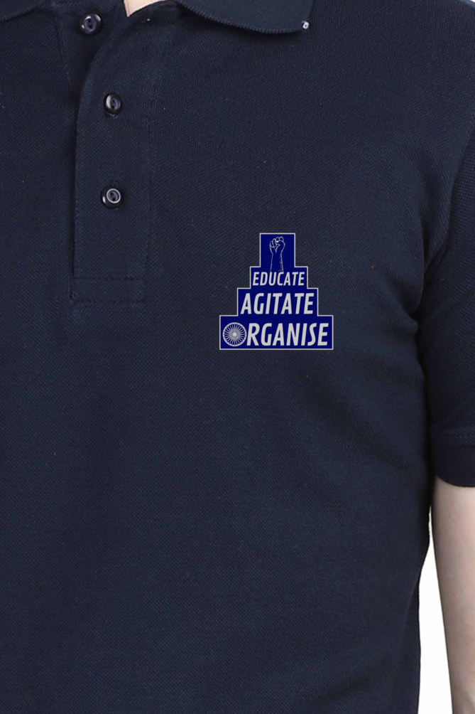 Educate Agitate Organise Embroidery Polo Half sleeve