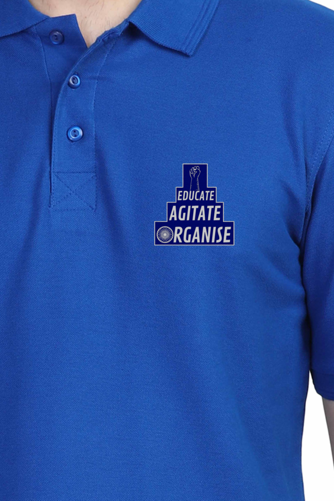 Educate Agitate Organise Embroidery Polo Half sleeve