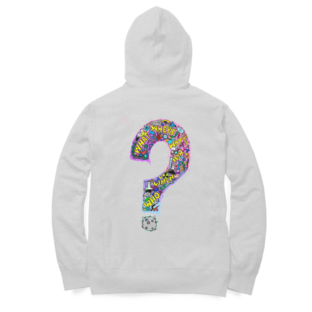Question everything front back hoodie by Nibbana Studio