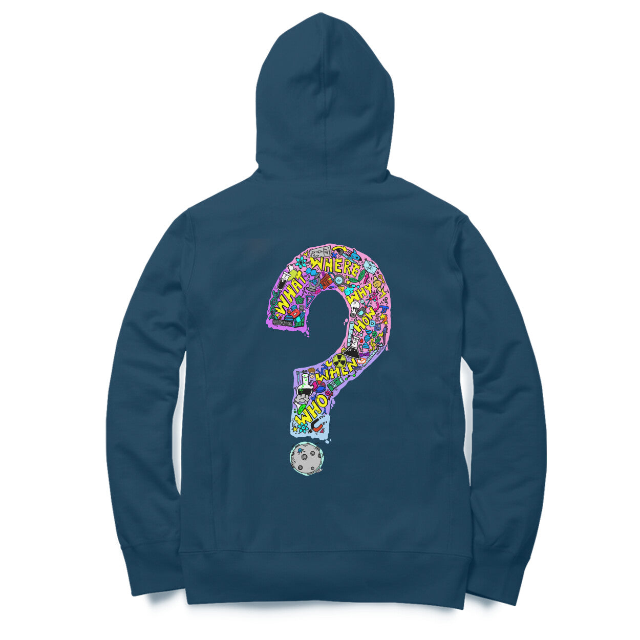 Question everything front back hoodie by Nibbana Studio