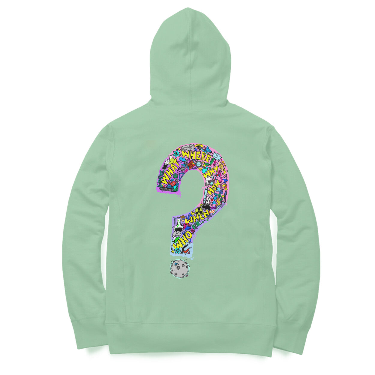 Question everything front back hoodie by Nibbana Studio
