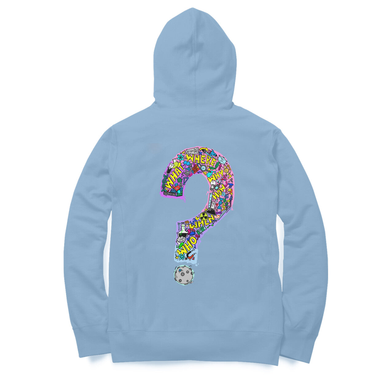 Question everything front back hoodie by Nibbana Studio