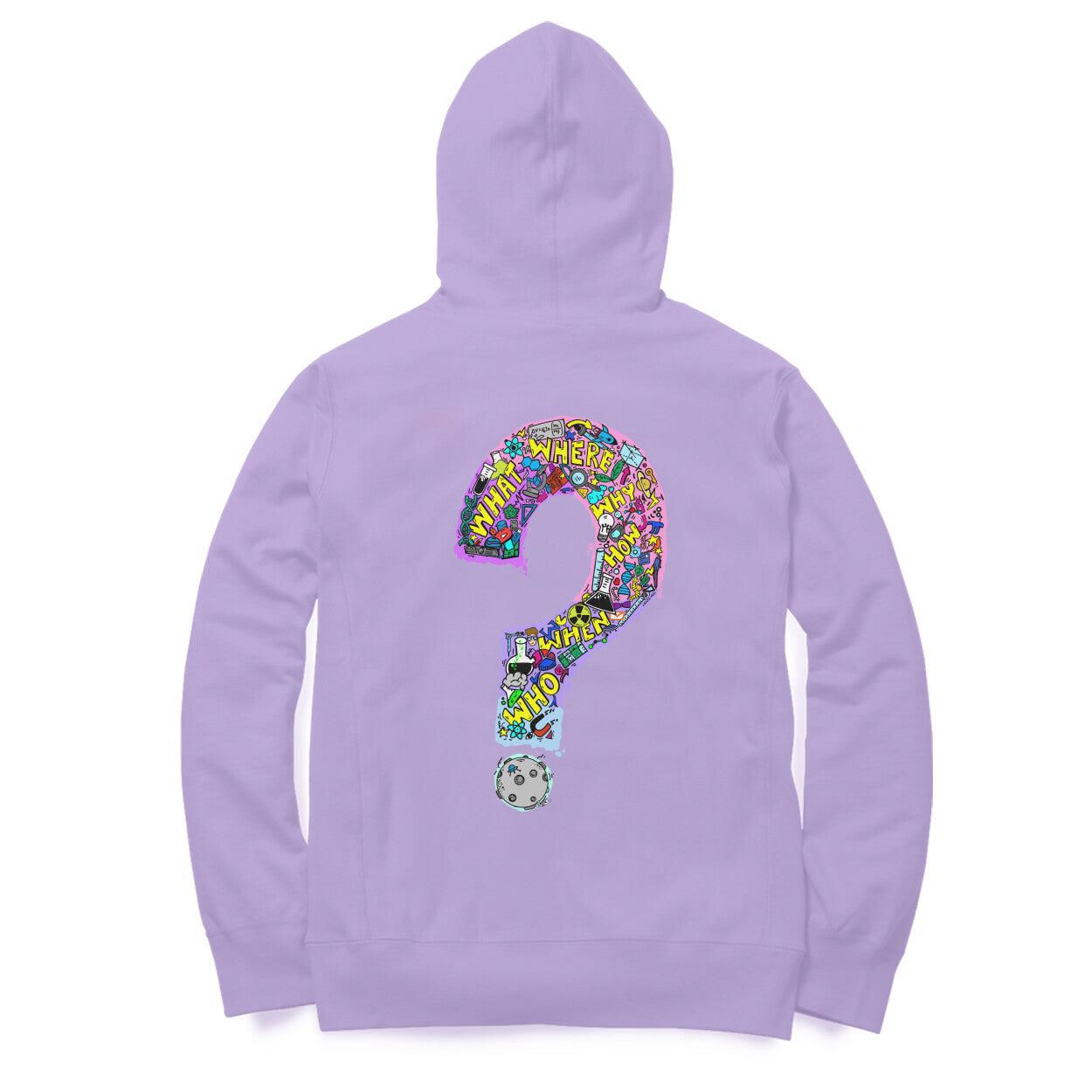 Question everything front back hoodie by Nibbana Studio