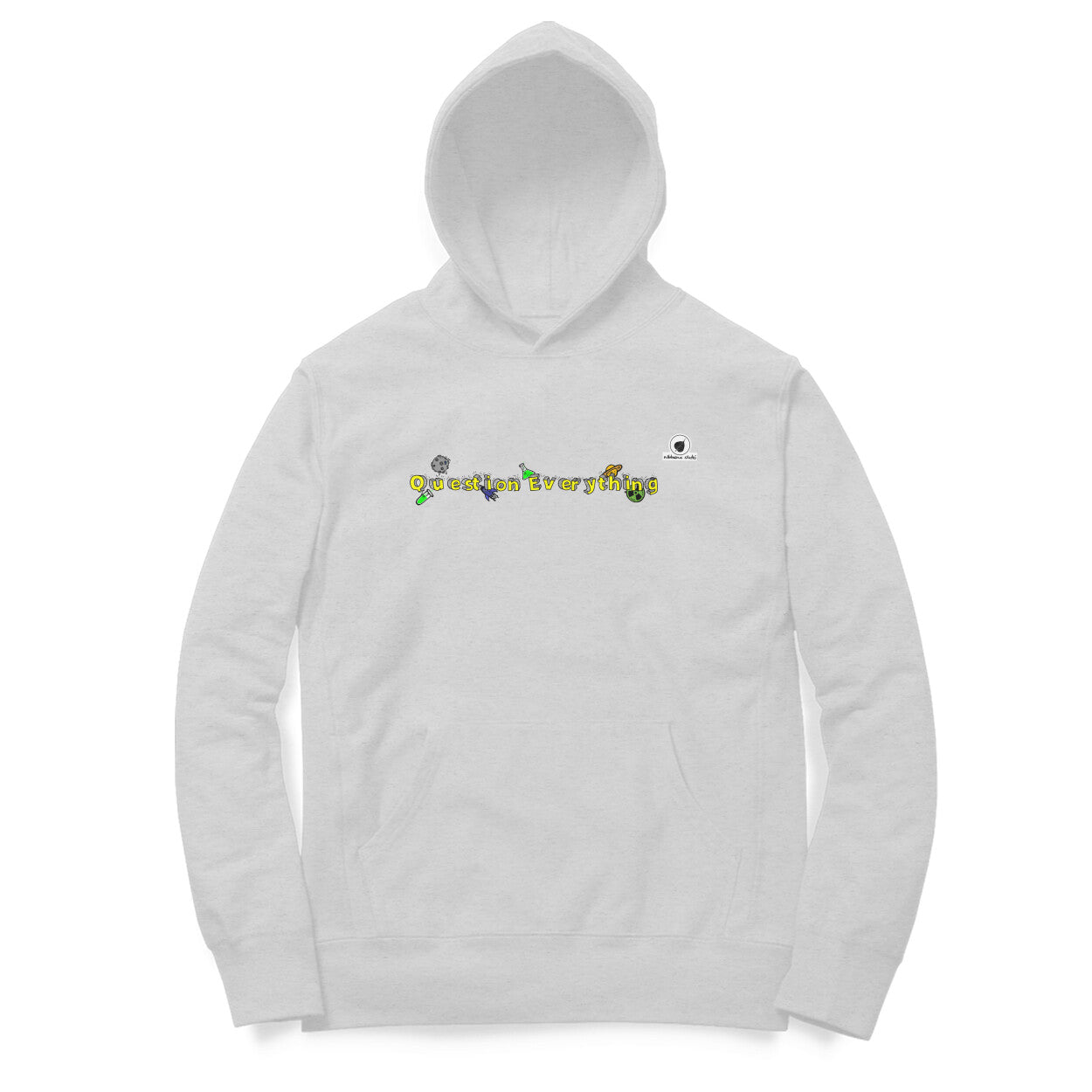 Question everything front back hoodie by Nibbana Studio
