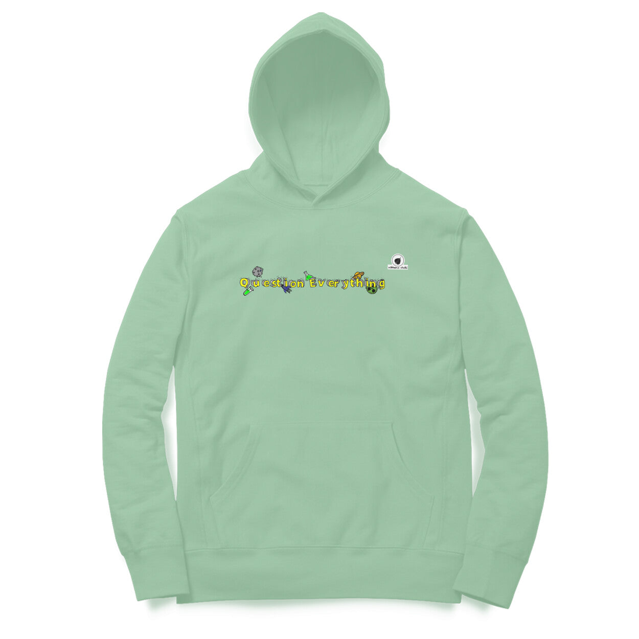 Question everything front back hoodie by Nibbana Studio