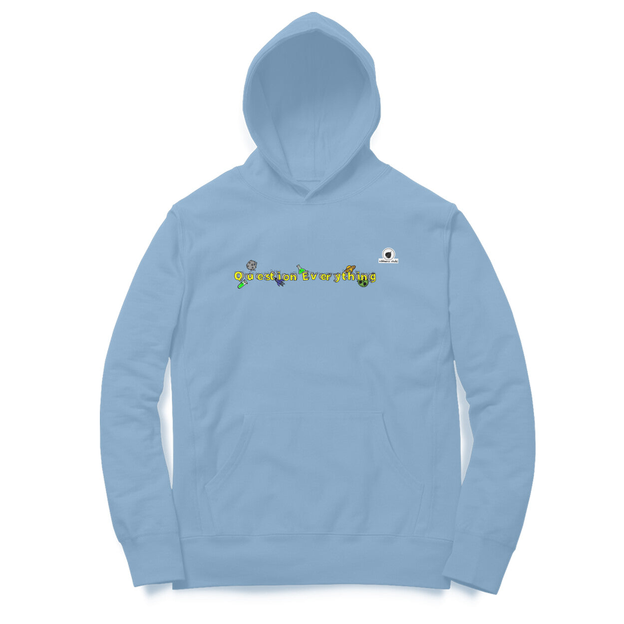 Question everything front back hoodie by Nibbana Studio